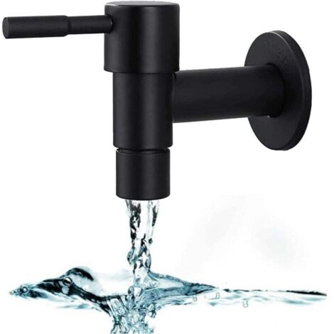 Robinet de Vadrouille Mural, Robinet Mat Bassin en Inoxydabl, Vadrouille Piscine Robinets, Robinet de lavabo Robinet Extérieur Robinet Mural Noir pour la Maison Cuisine Salle Utilisation