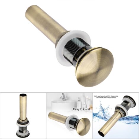 Robinet de Vidange à Surverse G1 1/4" pour Évier/Cuvette, en Métal Bronze Vert, Assemblage Pop-Up avec Drainage d'Urgence