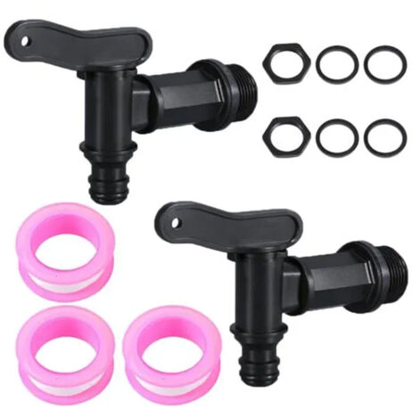Robinet de vidange pour conteneur IBC, robinet pour réservoir en plastique de 3/4 pouce, ensemble de robinetterie pour récupération d'eau de pluie (2 pièces), adaptateur pour boîte de rangement