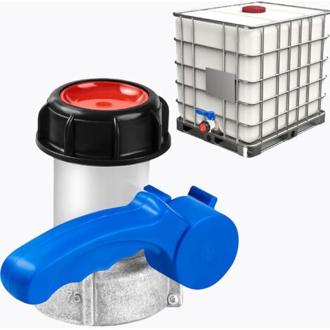 Robinet de Vidange pour Cuve IBC 1000L - Adaptateur de Réservoir 75 mm DN50 - Vanne à Papillon en Aluminium et ABS - Raccord de Cuve IBC, Connecteur Fileté pour Conteneur Chimique/Eau