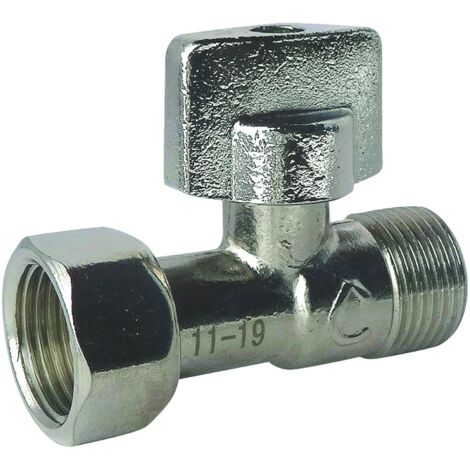 Robinet de WC 1/4 de tour droit nickelé brut M12/17 - Ecrou Prisonnier 12/17