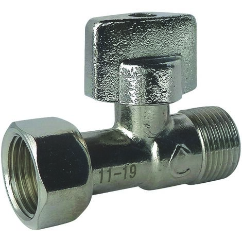 Robinet de WC 1/4 de tour droit nickelé  M12/17 - Ecrou Prisonnier 12/17