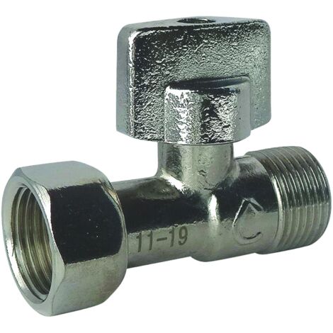 Robinet de WC 1/4 de tour droit nickelé M12/17 - Ecrou Prisonnier 12/17