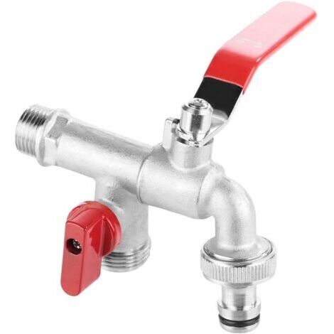 Robinet d'eau à 90 Degrés à Double Soupape 1/2 "Robinet en Laiton pour Machine à Laver pour Jardin Extérieur