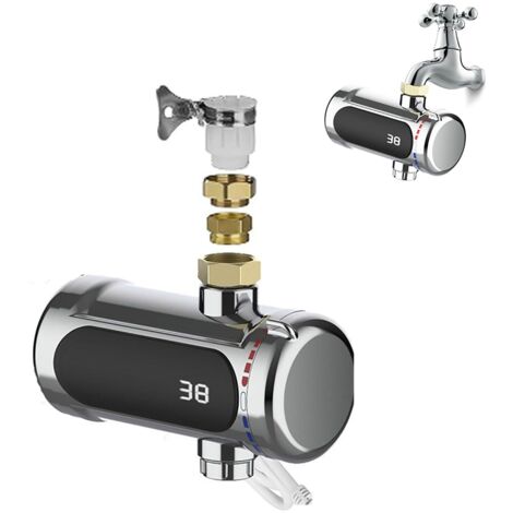 Robinet D'eau Chaude Électrique, Robinet D'eau Chaude Instantanée En Acier Inoxydable Avec Affichage Numérique LCD De Surveillance De La Température, Réglage Flexible Des Fonctions Chaudes Et Froides