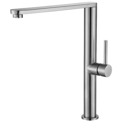 Robinet d'eau chaude et froide de cuisine, robinet d'évier d'évier à sept caractères à angle droit en acier inoxydable, brossé (à l'exclusion du tuyau d'arrivée d'eau)