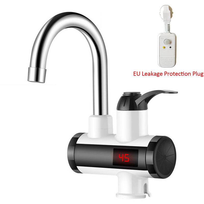 Decdeal - Robinet d'eau chaude instantanée 3000W, robinet de chauffe-eau électrique, étanche IPX4, rotatif à 360 °