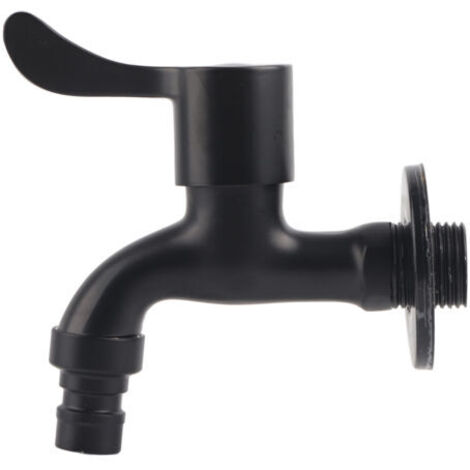 Robinet d'eau de jardin à montage mural noir en acier inoxydable 304 pour salle de bain (machine à laver)