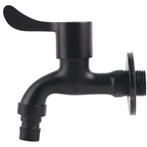 Robinet d'eau de jardin à montage mural noir en acier inoxydable 304 pour salle de bains (machine à laver)
