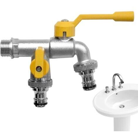 Robinet d'eau de jardin, robinet extérieur antigel, en laiton à double sortie avec conception résistante à la rouille, double d'eau, luminaire de jardin durable avec construction robuste, outil