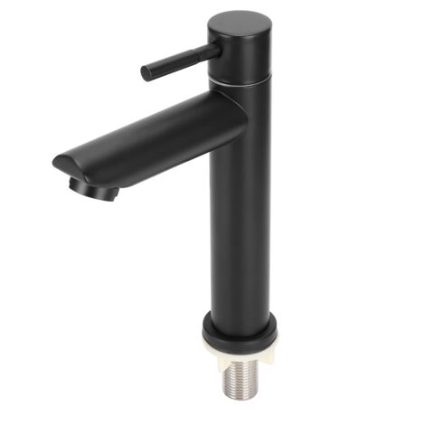 Robinet d'eau de lavabo froid en acier inoxydable noir pour salle de bain, accessoire toilette moderne