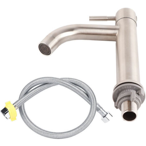 Robinet d'eau d'évier en acier inoxydable brossé, robinet simple d'eau froide de salle de bains