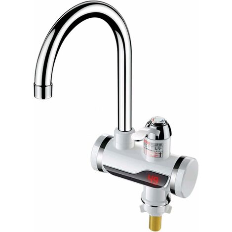 Robinet d'eau électrique, chauffe-eau à débit rotatif à 360 degrés, robinet d'eau, 3000 W, chauffage rapide, robinet d'affichage de la température LED pour salle de bain, lavabo, petite cuisine-astuce