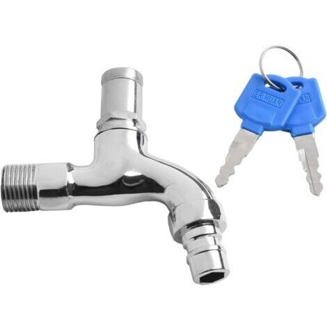 Robinet d'eau extérieur antivol de 1,27 cm avec serrure à clé, corps en alliage de zinc pour jardin, lavage de voiture, lavabo, évier et zones utilitaires