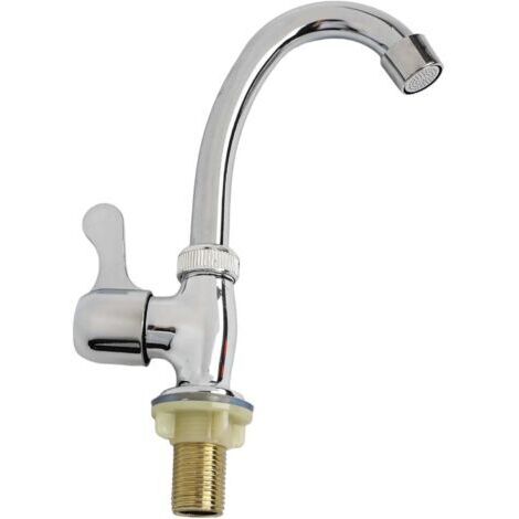 Robinet d'eau froide à poignée unique en plastique et acier pour installation d'évier dans les cuisines, les toilettes et les bars