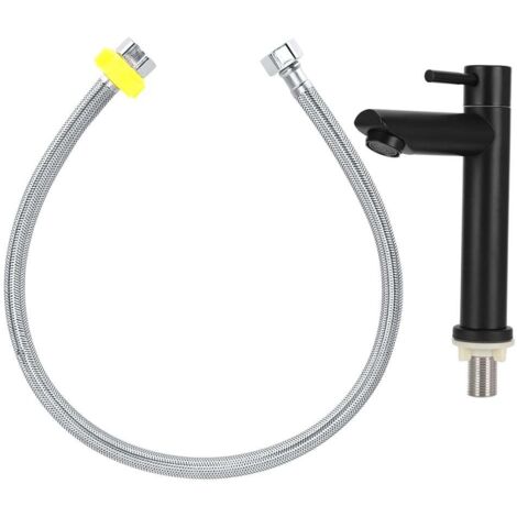 Robinet d'eau froide monocommande en acier inoxydable noir, accessoires pour lavabo et toilettes