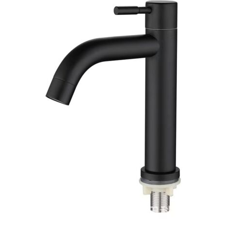 Robinet d'eau froide simple, acier inoxydable, noir, montage sur comptoir, robinet de lavabo/évier allongé (courbe - noir)