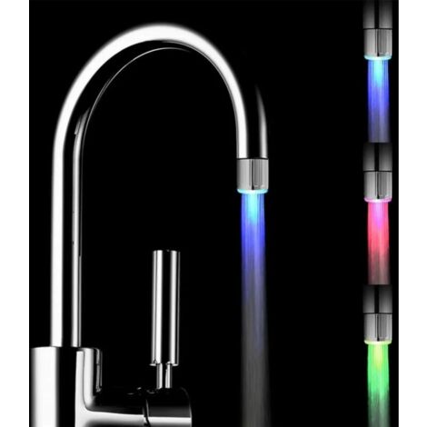 Robinet d'eau LED coloré avec 3 couleurs Changement de contrôle de la température, Torchon de robinet de courant d'eau pour la cuisine et les salles de bains