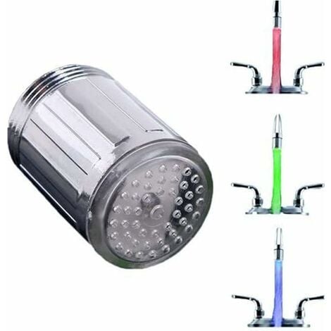 MEMKEY Robinet D'Eau Led Coloré,Lumineux à Led Embout de Robinet,3 Couleur Sensible À La TempéRature Led Robinet D'Eau,Pour Dans Les Restaurants,Maisons,HôTels,Salles de Bains,Accessoires de Cuisine,Durable