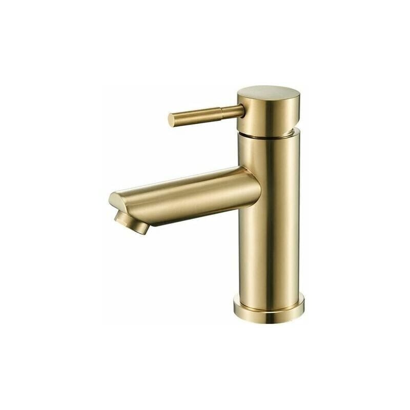 Robinet d'eau, robinet, robinet de lavabo, salle de bain, design de mode moderne, robinet en laiton doré brossé, évier, alimentation en eau chaude et