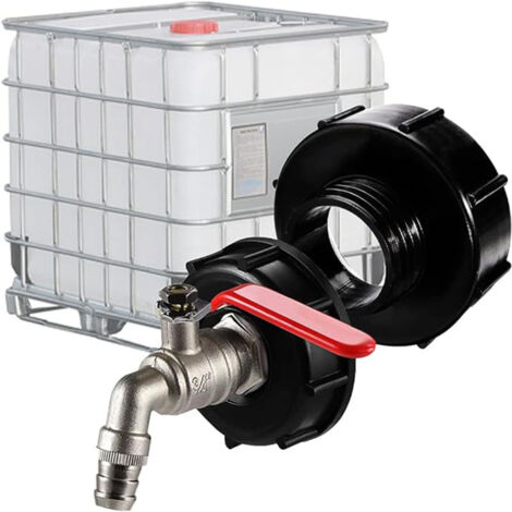 Robinet d'écoulement BC - Adaptateur de réservoir IBC S100 x 8 / S60 x 6 - Filetage grossier - 3/4" IBC - Accessoire de réservoir d'eau - Raccord de tuyau d'arrosage