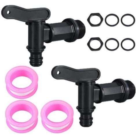 Robinet d'écoulement IBC 3/4 pouces pour cuve plastique, 2 pièces avec adaptateur pour récupération d'eau de pluie et boîte de range