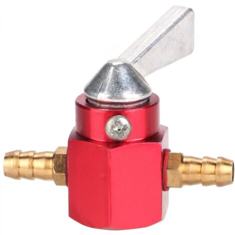 Robinet d'essence en ligne en aluminium CNC de 6 mm, interrupteur pour quad Pit Pro Dirt Bike ATV (rouge)