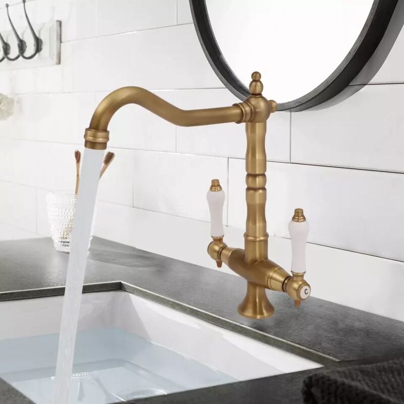 Senderpick - Robinet d'évier à deux poignées Cuisine Robinet d'évier Mitigeur cuisine