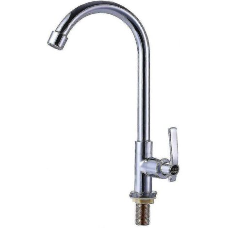 Robinet d'évier à eau froide, monocommande, à bec haut, pour installation sur plan de travail, en acier inoxydable