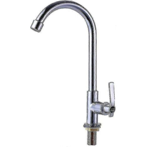 Robinet d'évier à eau froide, monocommande, à bec haut, pour installation sur plan de travail, en acier inoxydable
