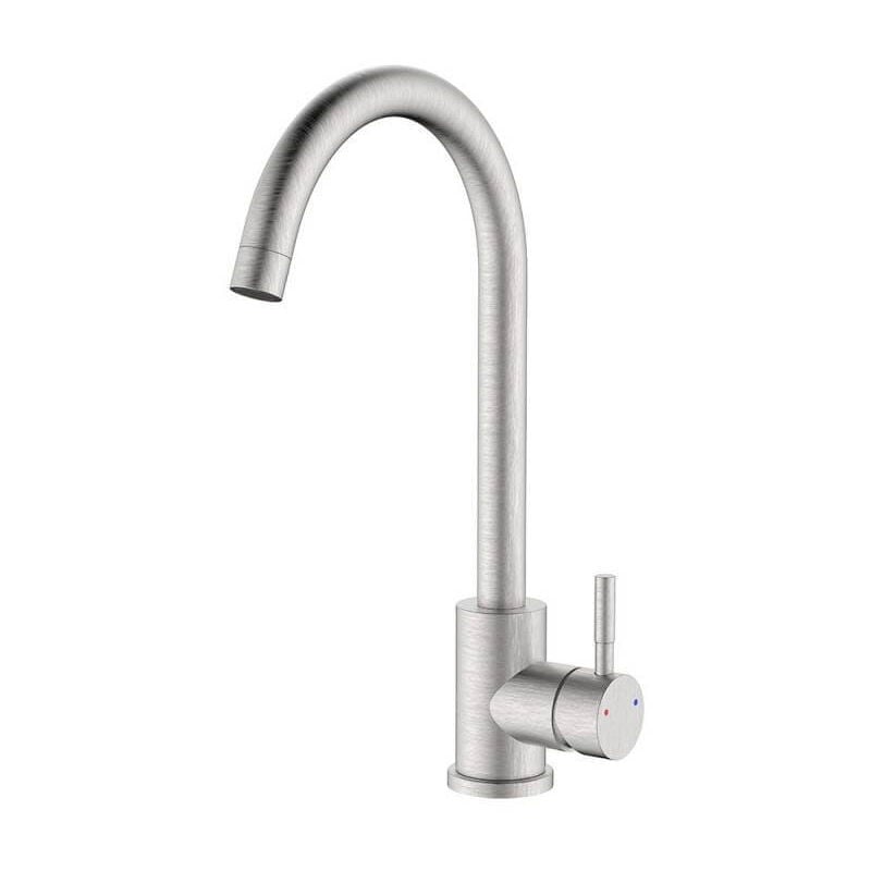 Idro Bric - Robinet d'évier bec haut en acier brossé, économie d'eau - Série Bronx