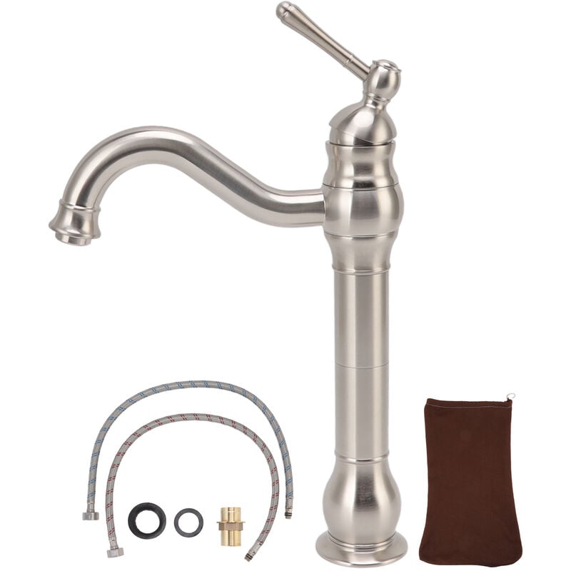 Jeffergarden - Robinet d'évier brossé cuivre rétro mitigeur industriel robinet de lavabo de salle de bain poignée unique pour lavabo au-dessus du