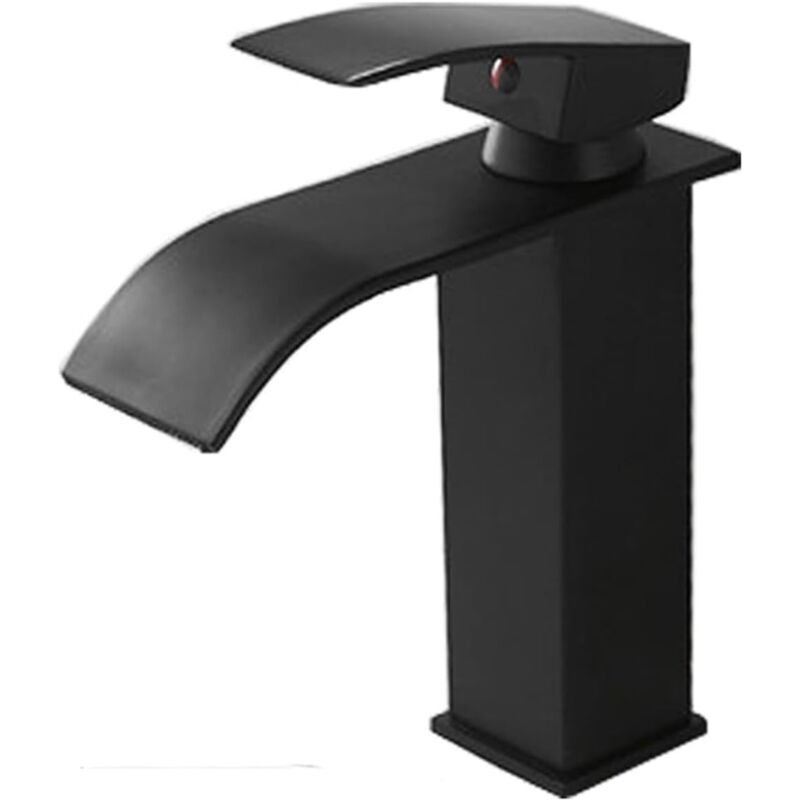 Robinet d'évier cascade noir, montage sur comptoir, mélangeur d'eau chaude et froide, robinet à levier unique monotrou