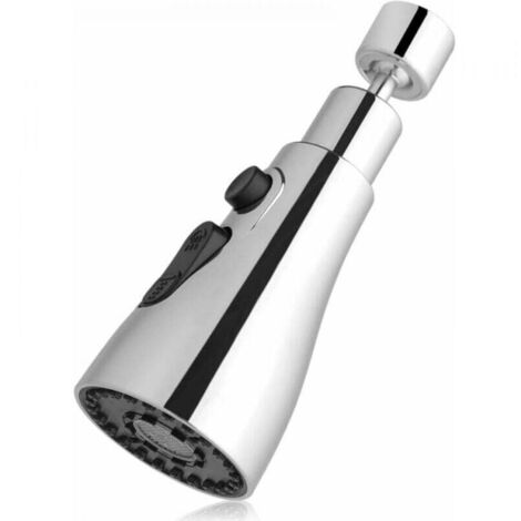 Robinet d'évier de cuisine à 360 degrés, bec de robinet de cuisine à 3 modes avec aérateur, mélangeur d'évier de cuisine, tête de robinet pivotante, adaptateur de robinet pivotant universel (Chrome)