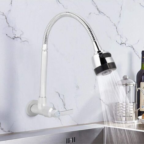 Robinet d'évier de cuisine à poignée unique, G1/2inch Robinet de robinet mural rotatif à 360 ° pour cuisine domestique à eau froide pour usage domestique