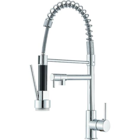 Robinet d'évier de cuisine chromé poli avec double poignée en croix réglable de 7,6 à 22,9 cm