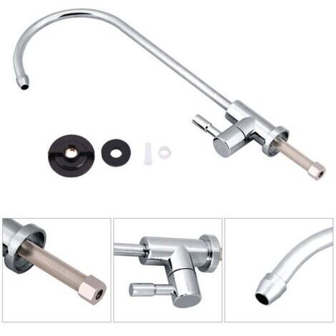 Robinet d'évier de cuisine de 1/4 pouce, finition chromée en alliage de zinc, avec filtre à eau potable et purificateur d'eau par osmose inverse (OI).