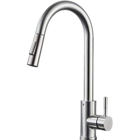 Robinet d'évier de cuisine en acier inoxydable 304 , évier brossé blanc , robinet extractible pour bassin à légumes , accessoires de cuisine