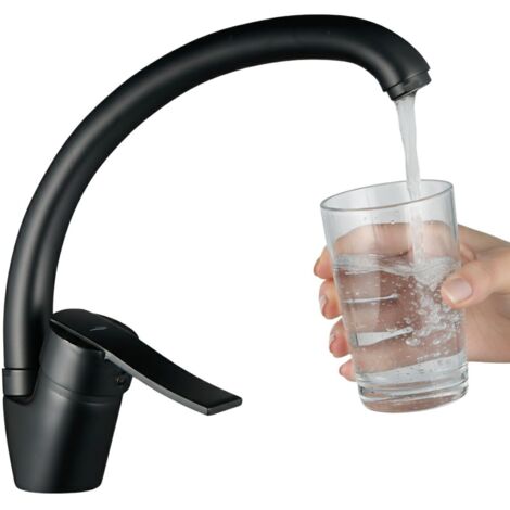 Robinet d'évier de cuisine Madera noir avec bec pivotant
