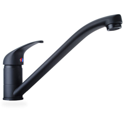 Robinet d'évier de cuisine pivotant à 360° en laiton noir mat avec raccords de tuyau G3/8''