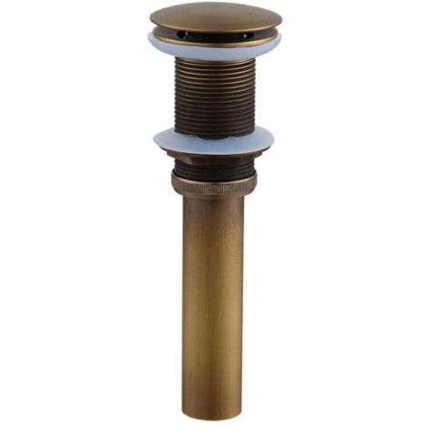 Robinet d'évier de lavabo intégré Push Pop Maker Bouchon Bouchon sans trou de trop-plein (laiton antique)