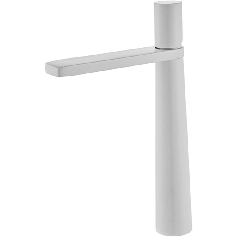 Shmshng - Robinet d'évier de salle de bain blanc, robinet de salle de bain en laiton monotrou, robinet de salle de bain haut blanc, robinet d'évier