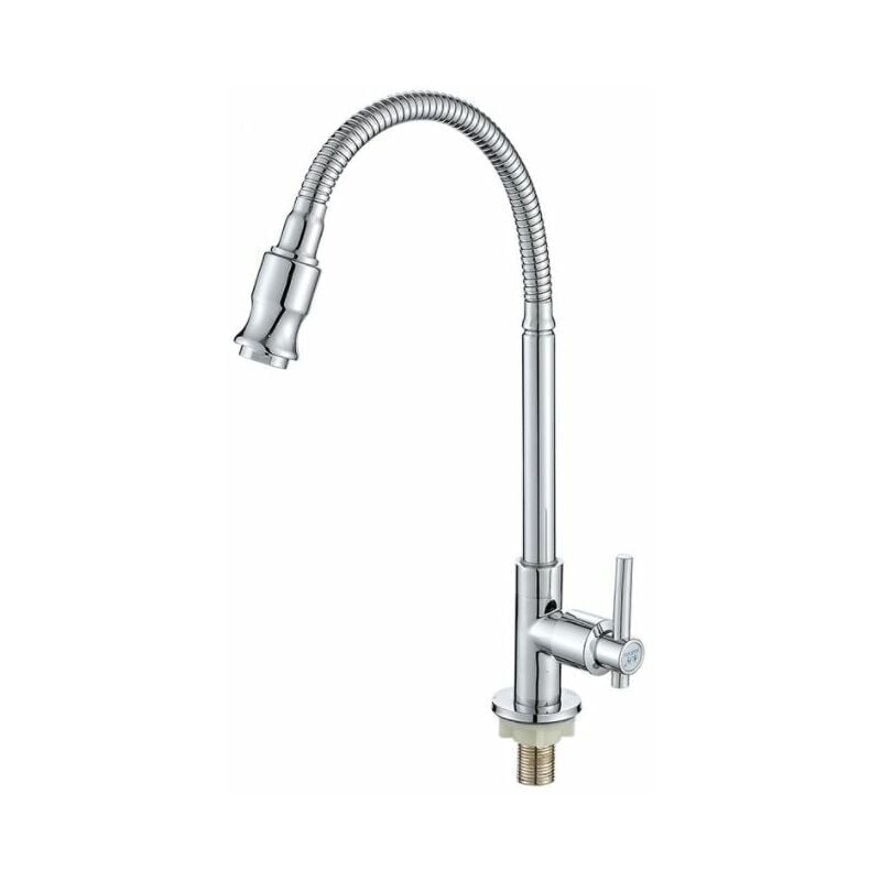 Cyslmuk - Robinet d'évier de salle de bains, Bar de cuisine rotatif à 360 degrés, eau froide simple, col doux, buanderie, jardin extérieur-robinet