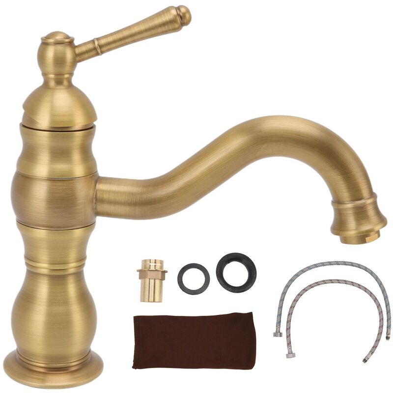 Jeffergarden - Robinet d'évier en cuivre rétro industriel à poignée unique, mitigeur d'eau froide et chaude pour salle de bains cuisine htel