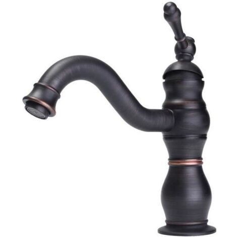 Robinet d\'évier Mitigeur - Laiton - Finition Bronze Huilé - Cartouche en Céramique