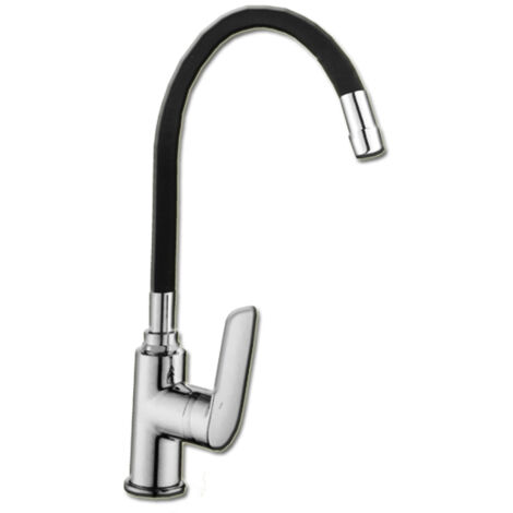 Robinet d'évier monocommande Pluvia "Bari Lux" avec bec flexible noir