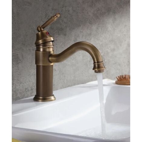 LOOKSHOP Robinet d'évier robuste avec finition en laiton pour un style antique