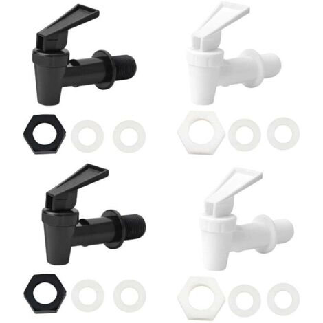 Robinet distributeur de boissons en verre 4 pièces, robinet distributeur de boissons étanche en PP pour les barbecues, les pique-niques, les fêtes au bord de la piscine (2 Noirs + 2 Blancs)