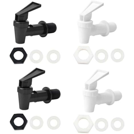 Robinet distributeur de boissons en verre 4 pièces, robinet distributeur de boissons étanche en PP pour les barbecues, les pique-niques, les fêtes au bord de la piscine (2 Noirs + 2 Blancs)