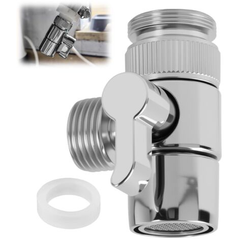 Robinet Diverter 3 Voies avec Adaptateur M22 vers M24, Robinet en Chromé pour une Utilisation Polyvalente dans la Cuisine et la Salle de Bain, Écrou Rotatif pour une Installation Facile